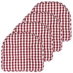 Sweet Home Collection Chair Cushion Memory Foam Pads Tufted Slip Non Skid Rubber Back U-Shaped 17" x 16" Seat Cover, 4 Pack, Checkered Wine/White