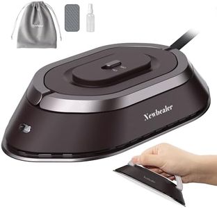 Newbealer Travel Iron with Dual Voltage - 120V/220V Mini Dry Iron for Clothes (No Steam), Non-Stick Ceramic Soleplate, 302℉ Heat Press Machine for Quilting & Sewing, 0.95lbs Lightly (Brown)