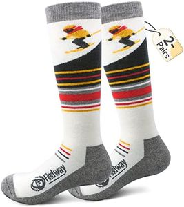 findway Kids Ski Socks Merino Wool (2 or 3 Pairs) Winter Warm Socks,Snowboarding Thermal Socks for Boys Girls 3-16 Years, 2 Pairs-red+red, Small