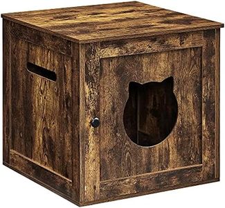 FEANDREA Cat Litter Box Furniture, Hidden Litter Box Enclosure Cabinet with Single Door, Indoor Cat House, End Table, Nightstand, Rustic Brown UPCL004X01
