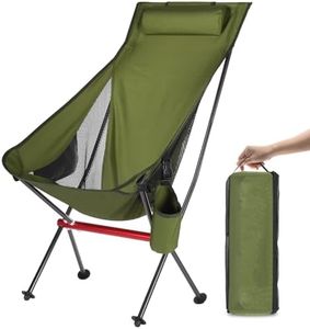 OKYUK Sedia da Campeggio Pieghevole da Campeggio con Schienale Alto,2 tTasche Portaoggetti,per Outdoor, Viaggi, Spiaggia, Escursionismo e Pesca (Ampio Verde)