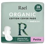 Rael Pads for Women, Organic Cotton Cover - Period Pads with Wings, Feminine Care, Sanitary Napkins, Light Absorbency, Unscented, Ultra Thin (Petite, 28 Count)