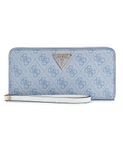 GUESS Women's Laurel Large Around, Zip Wallet, Wristlet, Clutch, Light Blue Logo, One Size