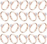 Junkin 48 Pieces Ring Bridal Wedding Fake Rings Decorations Diamond Engagement Rings Bridal Shower Rings Diamond Rings for Party Supply (Rose Gold)