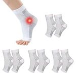 4Pairs Functional Socks for Neuropathy,Neuro Socks for Women Man,Neuropathy Socks Women Man,Spandex and Nylon Neuropathy Socks Men for Women Men Sport Arthritis Pain Relief-White Size S/M（3-6）