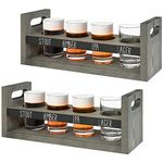 MyGift Vintage Gray Wood Beer Flight Sampler Serving Tray Caddies with Chalkboard Panels & 4 Tasting Glasses, Set of 2