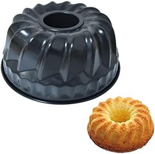 7 inch bundt cake pan non-stick, heavy duty carbon steel pan baking pan, fluted tube pan baking mold black, used for bundtles, bavarois, brownies, jellies, fruit tarts, meat pies