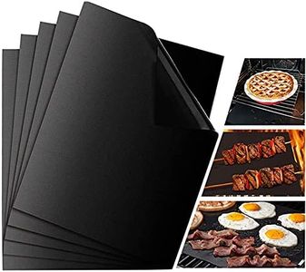 UNIVERSESTAR Grilling Mats for Outdoor Grill Set of 5, Non-Stick Heavy Duty BBQ Mats - Reusable, Easy to Clean Baking Matte for Gas Charcoal Electric Barbecue (15.75” X 13”, Black)