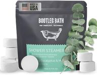 BOOTLEG BATH Shower Steamers Aromatherapy 8 Pack, Eucalyptus Shower Bombs, Christmas Gift, Stocking Stuffer, 100% Pure Essential Oil, All Natural, for Men and Women, Made in USA