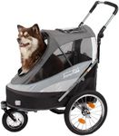 InnoPet Sporty Dog Trailer Deluxe - Black/Silver 2-in-1 Dog Stroller & Bike Trailer with Rain Cover, for Pets up to 30kg, Safety Reflectors, Flag, and Storage Pocket - Bicycle Tow Bar and Connector