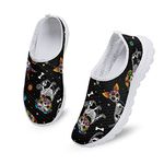 Kuiaobaty Mexican Dog Sugar Skulls Women Running Shoes Puppy Skeleton, Ethnic Pug Dachshund Chihuahua Candy Skulls Casual Shoes Go Easy Walking Sneaker Work