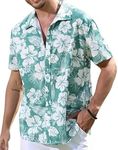 SHIMAK Floral Printed Half Sleeve Shirt (Medium, Green) (Large, Green)