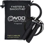 WOD Nation Attack Speed Jump Rope : Adjustable Jumping Ropes : Unique Two Cable Skipping Workout System : One Thick and One Light 11 Foot Cable : Perfect for Double Unders For High Intense : Fits Men and Women