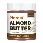 Pintola Almond Butter Dark Chocolate Crunchy 350g, | High Fiber | Crispy | Gluten & Cholesterol Free | 14g Protein | Made with dark chocolate & fresh almonds