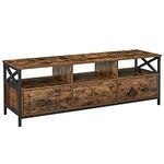 VASAGLE TV Stand, TV Cabinet for up to 65 Inch TV, TV Table with 3 Drawers and 3 Open Shelves, 40 x 147 x 50 cm, for Living Room, Bedroom, Steel Frame, Rustic Brown and Black LTV301B01