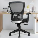 MRC Jazz Mid Back Mesh Ergonomic Office Chair with Adjustable Armrests & Lumbar Support, Smart Synchro Locking Mechanism & Heavy Duty Nylon Base (Black)