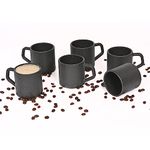 Eha Earth-Friendly Comfy Coffee Cup Set of 6 | 200 ml | Made with Rice Husk & Bamboo Fibers | Microwave Safe | for Hot & Cold Coffee Mug, Tea & Milk | Natural Matte Finish | Charcoal