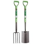 Garden Mile 2 Piece Carbon Steel Fork and Spade Digging Set for Garden and Lawn Versatile Tools for Gardeners Strong Tough and Durable Lightweight Metal Outdoor Site and Gardening Tools With Handles