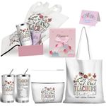 Teacher Gifts for Women,Teacher Appreciation Gifts Basket with 20 OZ Teacher Tumbler Teacher Tote Bag Cosmetic Bag Thank You Card for Personalized Teacher Birthday Graduation Christmas Gifts