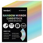 A4 Rainbow Mirror Cardstock Paper, 25 Sheets 250gsm/92Ib Metallic Reflective Paper for Crafts, Color Laser Cardstock for Birthday Wedding Party Decoration UAP19LS25