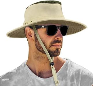 SUN CUBE Premium Boonie Sun Hat | Wide Brim Chin Strap Summer Bucket Hat | Outdoor, Hiking, Safari, Fishing| UPF 50+ Sun Protection | Packable Breathable Men Women Mesh Hat, Tan, One Size