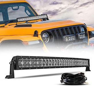 Auxbeam 32" 180W Curved LED Light Bar 5D Lens 18000LM CREE Spot Flood Combo Beam Driving Light with Wiring Harness