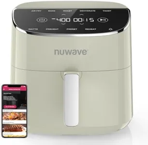 Nuwave Brio Plus Air Fryer 8 Qt, New & Improved, PFAS-FREE, 7 Digital One-Touch Cook Functions that AIR FRY, BAKE, ROAST, DEHYDRATE, TOAST, REHEAT, PREHEAT, 150 Presets, 50°F~400°F, 700/1500/1800W