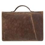 STILORD 'Kelton' Business Folder Leather Porfolio Conference Folder A4 Document Organizer for MacBook and for iPad Genuine Vintage Leather, Colour:Middle Brown