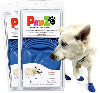 PawZ Rubber Dog Boots for Paws up to 3", 24 Total (2 Packs of 12) - All-Weather Dog Booties for Hot Pavement, Snow, Mud, and Rain - Waterproof, Anti Slip Dog Socks - Medium, Blue