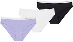 New Balance Women's Breathable PureStretch Cotton Hipster Panty 3-Pack, Stretchable Durable Underwear, Black/White/Clear Amethyst, X-Large