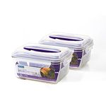 GLASSLOCK 61 Oz Glass Food Storage set of 2 – Large Capacity, Airtight & Leak-Proof, BPA Free Lid with Carry Handle, Microwave, Dishwasher, Fridge & Freezer Safe, Marinating, Sauce, Fruit Storage