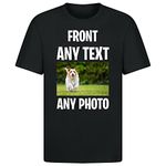 Gift Hub Personalised T-Shirt | Customizable with Any Text Any Photo or Logo| Unisex Design | Ideal for Men, Women, and Kids |for Birthday, Christmas, Workwear| 100% Cotton Black Medium (M)