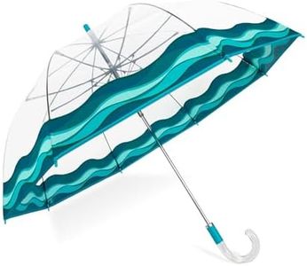 ShedRain Clear Bubble Umbrella, Auto Open, See-Through, Waves Of Capri