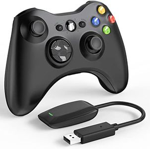 Oussirro Wireless Controller for Xbox 360, 2.4GHZ Game Controller Gamepad Remote for PC Windows 7,8,10 with Receiver Adapter, No Audio Jack(Black)