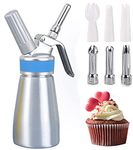 Comforty 250 ml Cream Dispenser, Cream Syphon Stainless Steel with 3 Decorative Nozzles and 1 Cleaning Brush, Stainless Steel Cream Dispenser for Creams and Sauces (250 ml Silver)