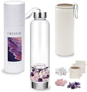 DiDiBirDi Crystal Water Bottle with 3 Changeable Stones-Amethyst, Rose Quartz & Clear Quartz Crystals,for Tea Lovers