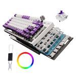 Kreo Swarm 75% Wireless Mechanical Keyboard with Milky Purple Pre-lubed Switches, Wireless Gaming Keyboard with 5-pin Hot Swap PCB and 3 Layers Sound Absorption (White Purple, GTMX Sense Switches)