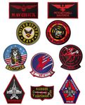 10 Pcs Tactical Patch Compatible with TV TOP Gun US Air Force Military Patch Embroidered Applique Army Emblem with Hook and Loop Fastener Backing Patch for Clothes Jacket Jeans Vest