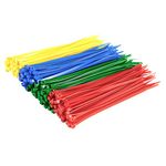 Gocableties Multi Pack Cable Ties, 200mm x 4.8mm, Pack of 200, Red, Green, Blue, Yellow, 8" Nylon Zip Ties, Plastic Tie Wraps, Secure Self-Locking Mechanism, for Home and DIY