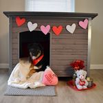 Aivituvin Dog House Outdoor & Indoor Wooden Dog Kennel for Winter with Raised Feet Weatherproof for Small & Medium & Large Dogs,Unique All-Around Iron Frame (43.3“ L-Grey)