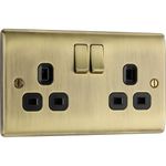 BG Electrical Double Switched Power Plug Wall Socket, Nexus Metal, Antique Brass, 13A, NAB22B