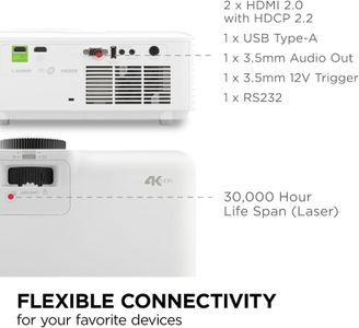 ViewSonic 4K UHD Laser Projector – 3500 Lumens, 240Hz, HDR, 300" Display