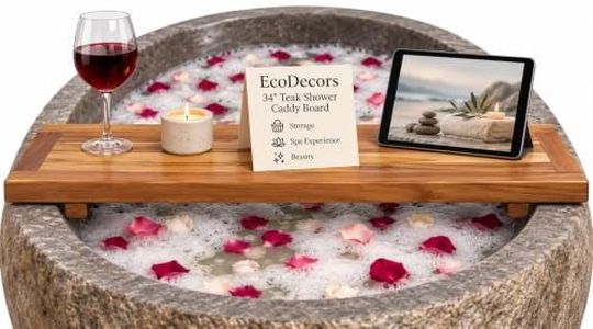 EcoDecors, 34 inch, Bath Tray for Tub, Bath Tub Tray Wood, Bathtub Table, Caddy for Bathtub in Natural Teak