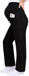 GRAPENT Maternity Straight Leg Jeans Tapered Jeans Women Maternity Pants True Black Large US Size 12-14