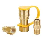 Roastove 3/8 Inch Natural Gas Quick Connect Fittings, LP Gas Propane Hose Quick Disconnect Kit, Gas Grill Quick Connector Adapter Fitting,100% Solid Brass