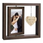 Rotating Floating Mr and Mrs 2024 Wedding Photo Frame Gifts for Bride and Groom,Double Side Wood Newlywed Just Married Anniversary Present Picture Frame With Heart for 2024 Couples Engagement Gift