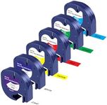 UNOKA Compatible for DYMO Letratag Waterproof Labels Refills Plastic Label Maker Tape, Colored LT Labeling Tape for DYMO Letra Tag LT-100T LT-100H LT-110T QX50, 1/2" x 13' (12mm x 4m), 6PK