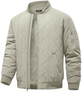 JMIERR Mens Quilted Jackets Insulated Puffer Coats, L, Beige