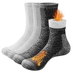 YUEDGE 2 Pairs Men's Thick Socks Cold Weather Cushioned Warm Winter Thermal Socks Black&Grey XXL