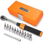 UYECOVE Bicycle Torque Wrench Set 1-25 Nm, 1/4-inch Drive Click Torque Wrench, Torque Wrench for Bike with Hex, Torx Sockets, Extension Bar-10cm, Storage Case